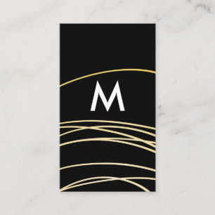 Cartão De Visita Scribbles contemporâneos do ouro com monograma