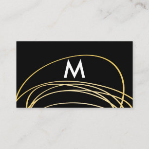 Cartão De Visita Scribbles contemporâneos do ouro com monograma