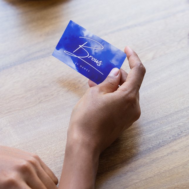 Cartão De Visita Script Blue Neon Brows (Criador carregado)