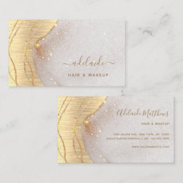 Cartão De Visita Script de Assinatura Dourada Glitter Agate Elegant