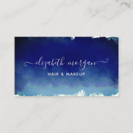 Cartão De Visita Script de Assinatura Elegante Azul Moderno