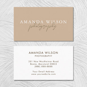 Cartão De Visita Script de Assinatura Manuscrito Boho Beige Brown