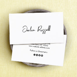 Cartão De Visita Script de assinatura manuscrito preto e branco