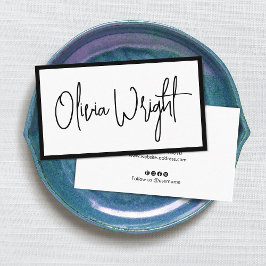 Cartão De Visita Script de Assinatura Negrito, White Professional M