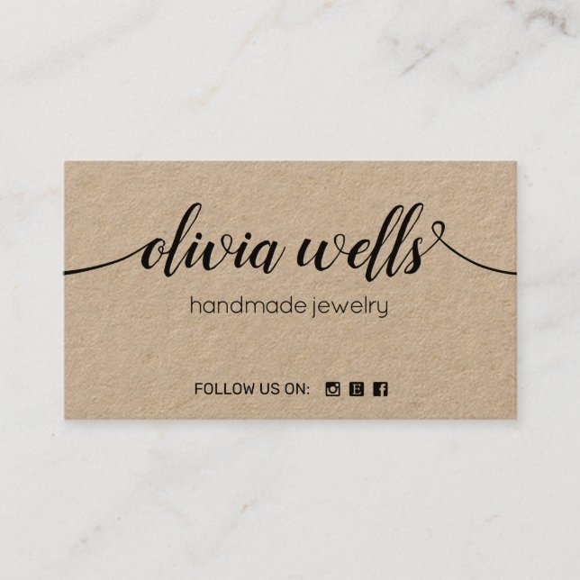 Cartão De Visita Script de Assinatura Rede de Mídia Social Kraft (Frente)