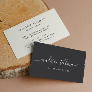 Cartão De Visita Script de Caligrafia Moderna de Cinzas Black & Ivo