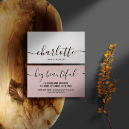 Cartão De Visita Script de Caligrafia Rosa Pálida Moderna