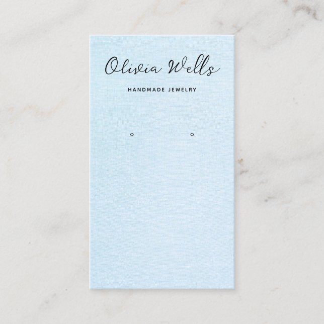 Cartão De Visita Script de caligrafia Simples de Leitura Azul (Frente)