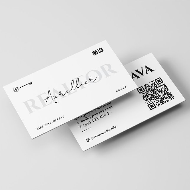 Cartão De Visita Script de Chave do Agente de Hipoteca de Realço Mí (Minimal Realtor Realty Mortgage Broker Key Script Business Card
)