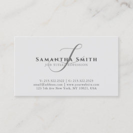 Cartão De Visita Script de Cinza Profissional Moderno Simples Monog