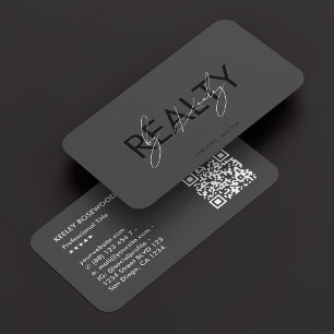 Cartão De Visita Script de Cinzas Escura de Realty do Realtor Mínim