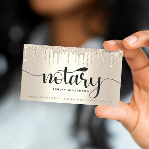 Cartão De Visita Script de Drivers de Glitter Dourado do Agente de 