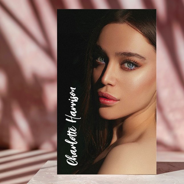 Cartão De Visita Script de Fotografia de Cheio de Fotografia Modern (Criador carregado)