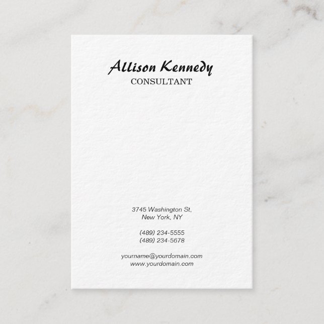 Cartão De Visita Script de pincel branco ultra-grosso do Chubby ver (Frente)