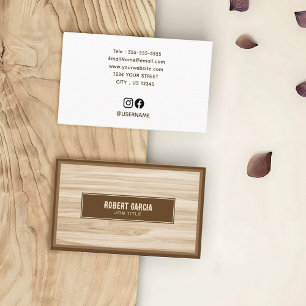 Cartão De Visita Script de Vintagem Retroativa   Aparência de Madei