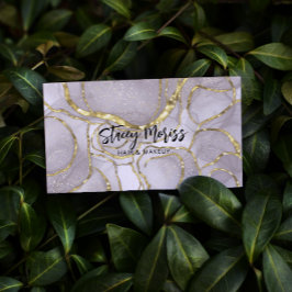 Cartão De Visita Script Dourado de Abstrato de Gama Moderno