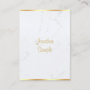 Cartão De Visita Script Dourado manuscrito de mármore branco profis