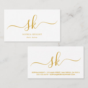 Cartão De Visita Script Dourado Monograma Personalizado de Lista de