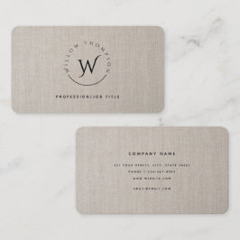 Cartão De Visita Script Elegante de Linen Linen Russo Monograma