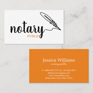 Cartão De Visita Script Elegante notário público comum preto e bran