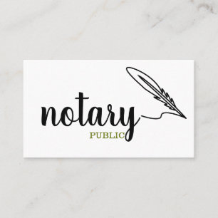 Cartão De Visita Script Elegante notário público comum preto e bran