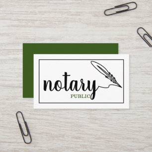 Cartão De Visita Script Elegante notário público comum preto e bran