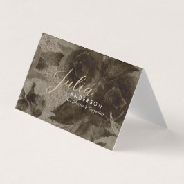 Cartão De Visita Script Floral Dourado de Vintage Profissional Chic