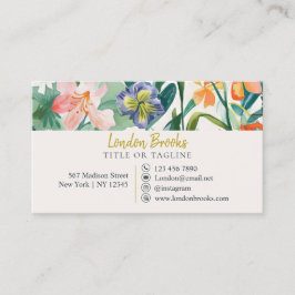 Cartão De Visita Script Floral Elegante Dourado | Mídia social