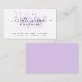 Cartão De Visita Script Floral Mínimo de lavanda Roxo Moderno 