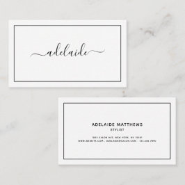 Cartão De Visita Script Hirstilist preto-branco-Chic Modern