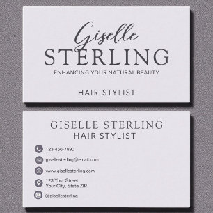 Cartão De Visita Script Lilac Purple Stylist do Cabelo Elegante