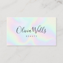 Cartão De Visita Script manuscrito abstrato Iridescente