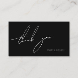 Cartão De Visita Script manuscrito preto simples, branco, obrigado