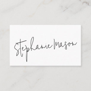 Cartão De Visita Script minimalista de Modelo branco simples