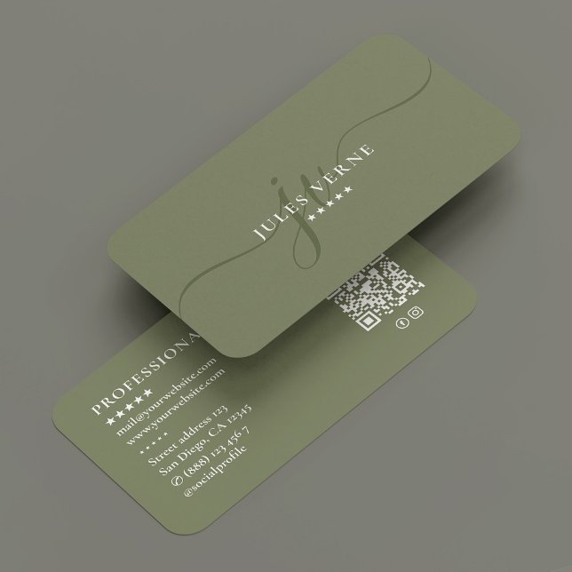 Cartão De Visita Script Mínimo de Monograma de Terapista Profission (Minimal Professional Therapist Monogram Script Business Card
)