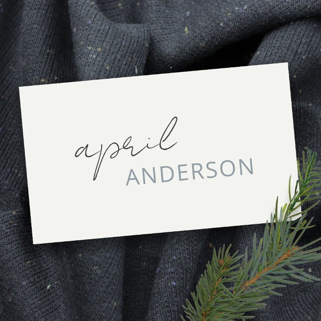 Cartão De Visita Script mínimo moderno de Cinza preto branco escuro (Criador carregado)