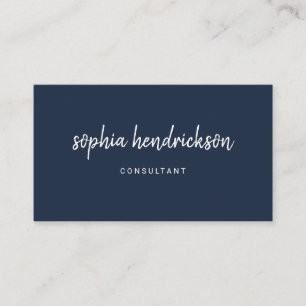 Cartão De Visita Script Moderno Azul Marinho Elegante e profission