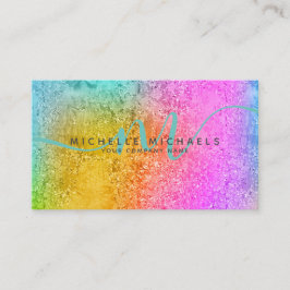 Cartão De Visita Script Monograma HoloGlam Glitter