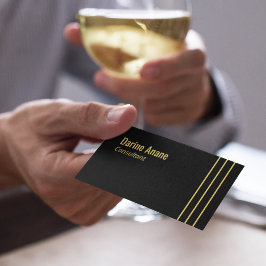 Cartão De Visita Script profissional Dourado e preto com faixa Eleg