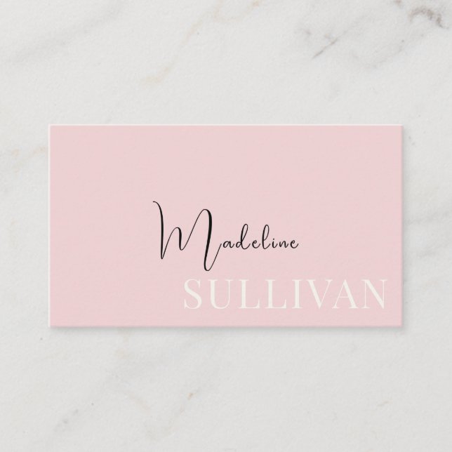 Cartão De Visita Script rosa pálido (Frente)