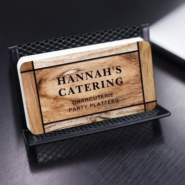 Cartão De Visita Script Rústico Simples de Charcuterie de Conselho  (Criador carregado)