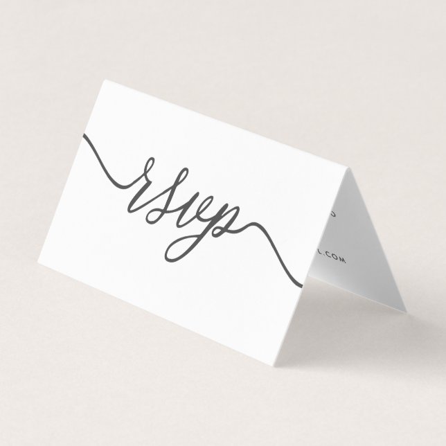 Cartão De Visita Script simples com placa de RSVP de Fotografia (Frente)