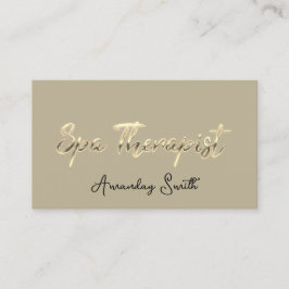 Cartão De Visita Script Terapêutico SPA Dourado Código QR Logotipo 