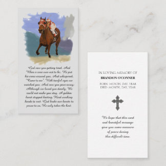 Cartão De Visita Seabiscuit Racehorse Memorial Blessing Prayer Card