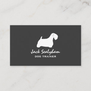 Cartão De Visita Sealyham Terrier Dog Silhoule Cinzas e White