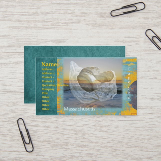 Cartão De Visita Seashell & Surf - Cape Cod Massachusetts (Frente/Verso In Situ)
