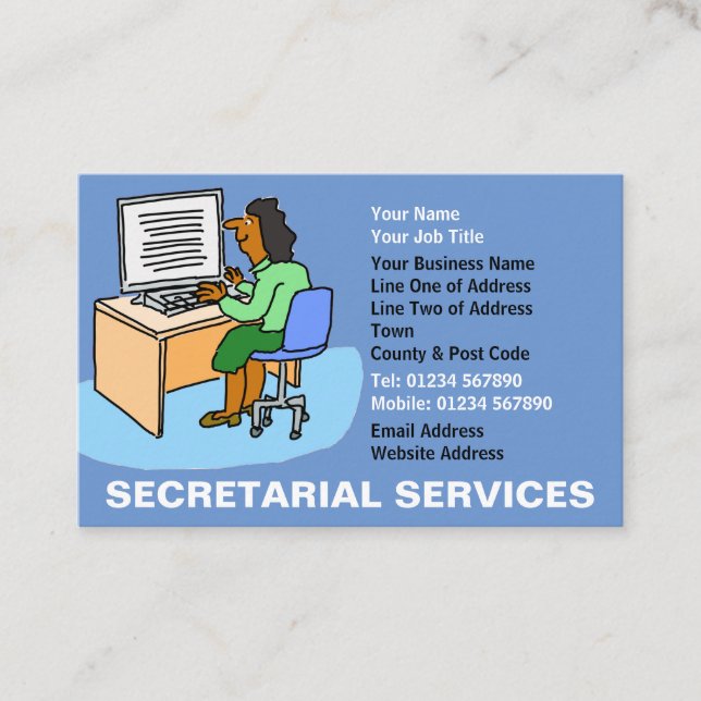 Cartão De Visita Secretaria com mulheres asiáticas. (Frente)