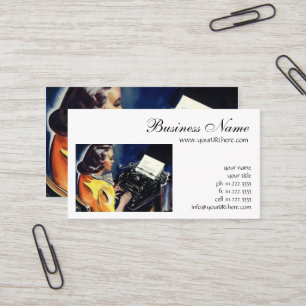 Cartão De Visita Secretária Executiva de Negócios Vintage Datilogra