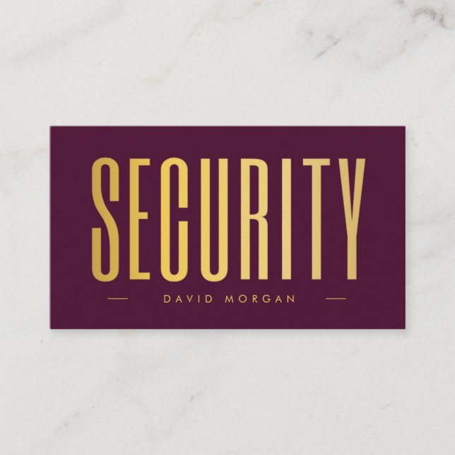 Cartão De Visita Security QR Code Logo Burgundy And Gold  (Frente)
