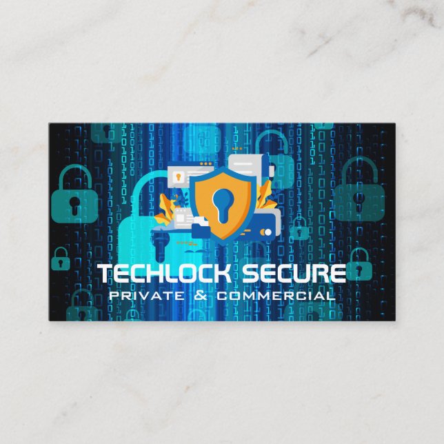 Cartão De Visita Security Tech Camera | Padlocks Coding (Frente)